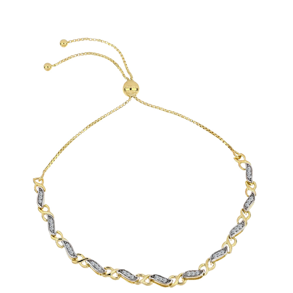 Goldplattiertes Silberarmband mit Cognac-Diamant und weißem Topas 1 