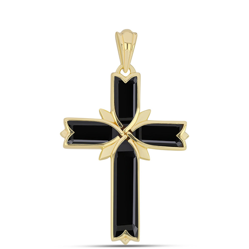 Goldplattierter Silberanhänger mit schwarzem Onyx 1 