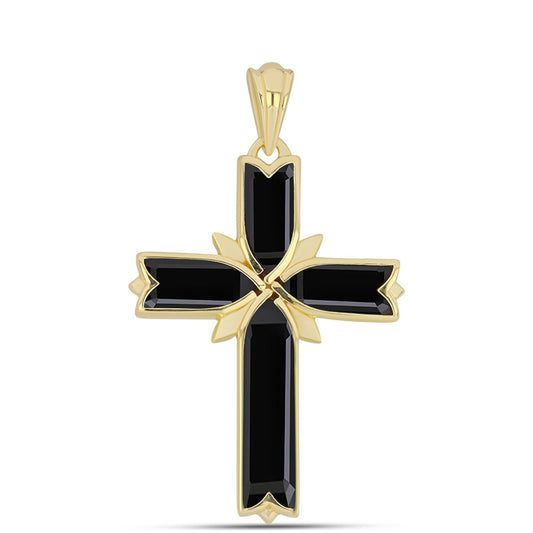 Goldplattierter Silberanhänger mit schwarzem Onyx