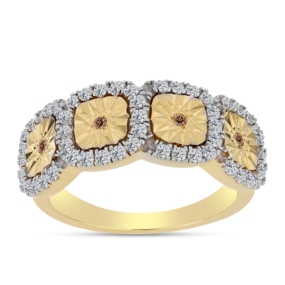 Goldplattierter Silberring mit Cognac-Diamant und weißem Topas 3 