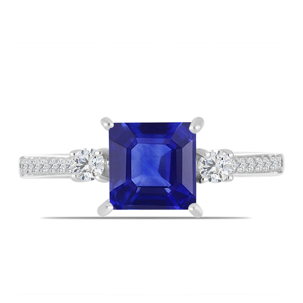 Silberring mit australischem blauem Saphir und weißem Topas