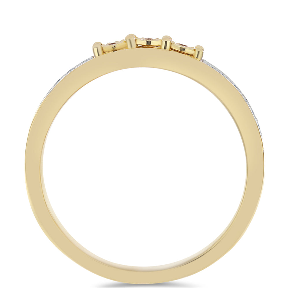 Goldplattierter Silberring mit Cognac-Diamant und weißem Topas