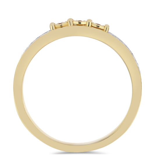 Goldplattierter Silberring mit Cognac-Diamant und weißem Topas