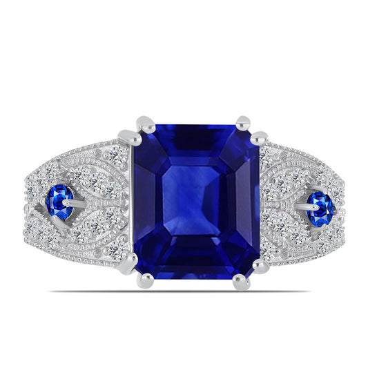 Silberring mit australischem blauem Saphir und weißem Topas