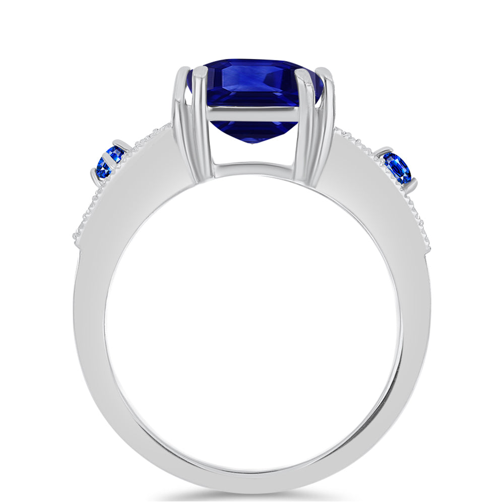 Silberring mit australischem blauem Saphir und weißem Topas