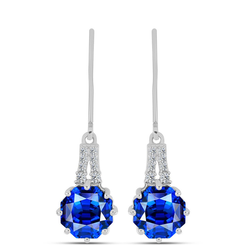 Silberohrringe mit australischem blauem Saphir und weißem Topas 1 