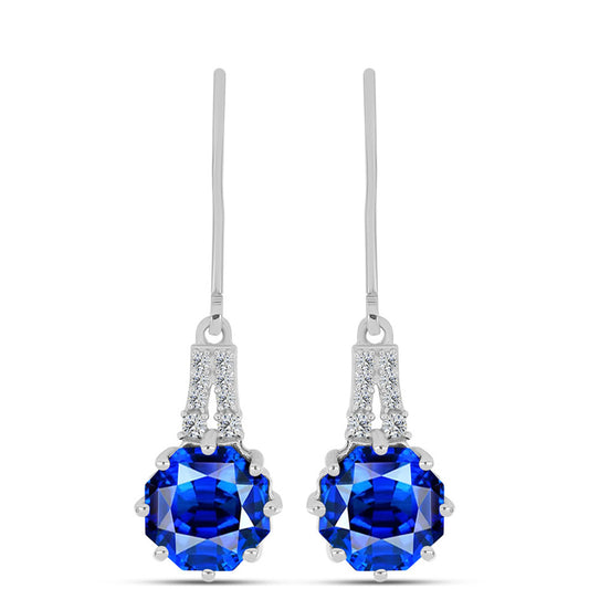 Silberohrringe mit australischem blauem Saphir und weißem Topas