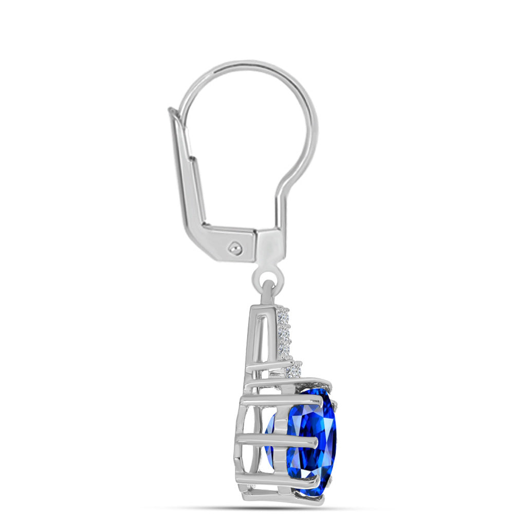 Silberohrringe mit australischem blauem Saphir und weißem Topas 2 