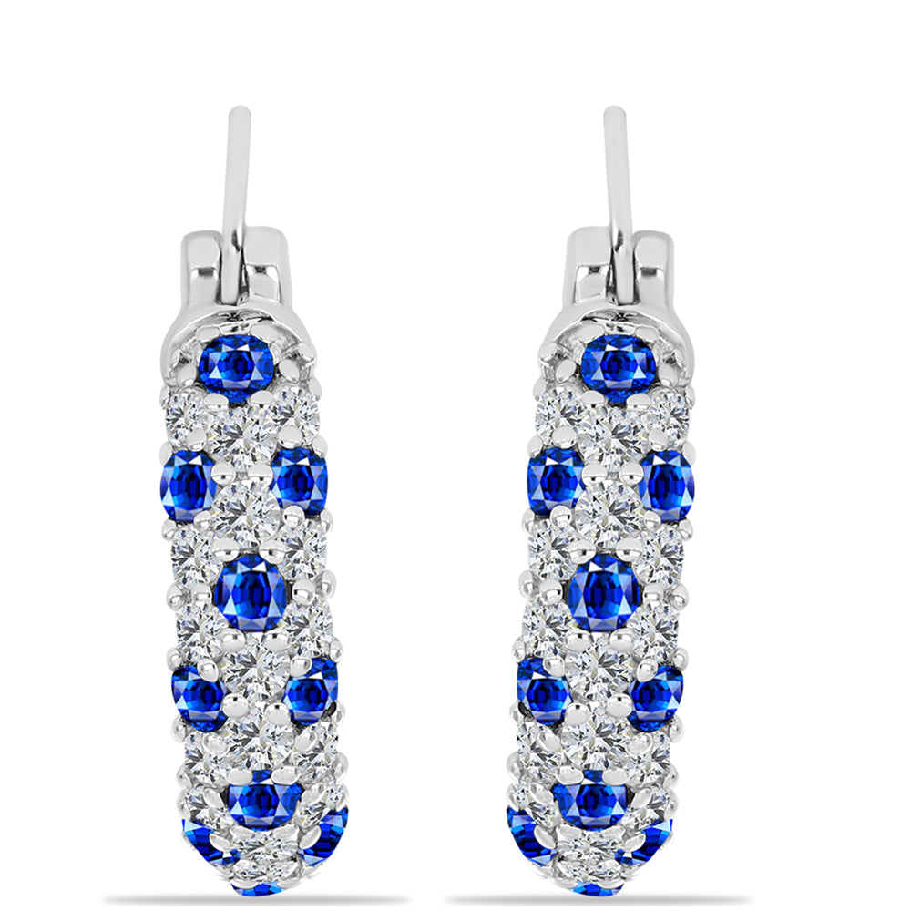 Silberohrringe mit australischem blauem Saphir und weißem Topas