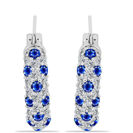 Silberohrringe mit australischem blauem Saphir und weißem Topas