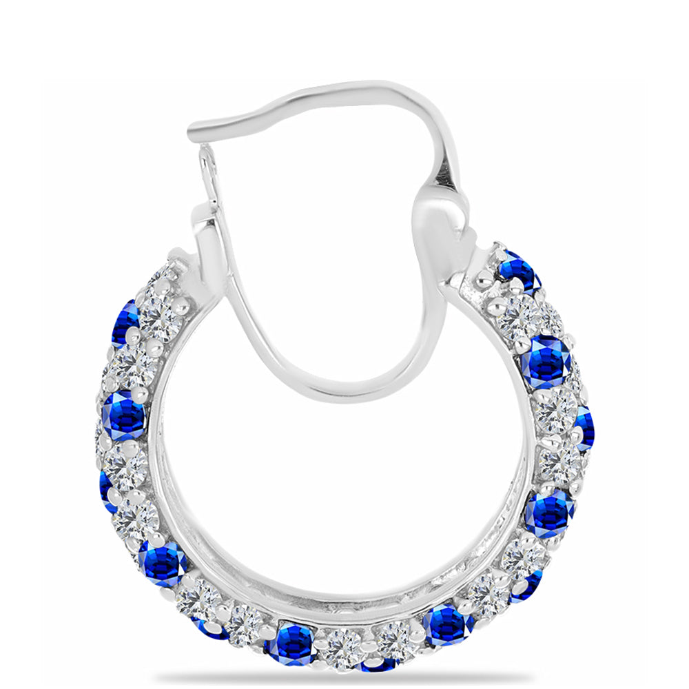 Silberohrringe mit australischem blauem Saphir und weißem Topas