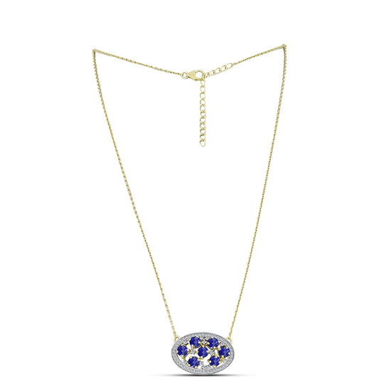Goldplattierte Silberhalskette mit Lapislazuli und weißem Topas