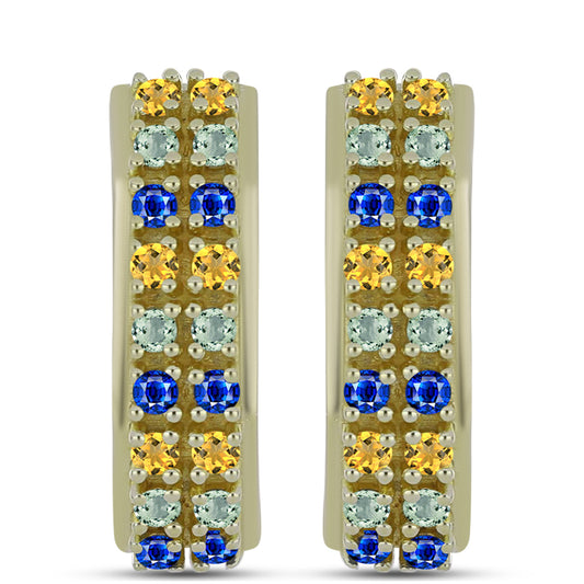 Goldplattierte Silberohrringe mit Regenbogensaphir