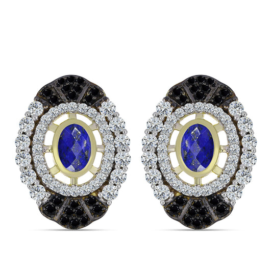 Goldplattierte Silberohrringe mit Lapislazuli und weißem Topas