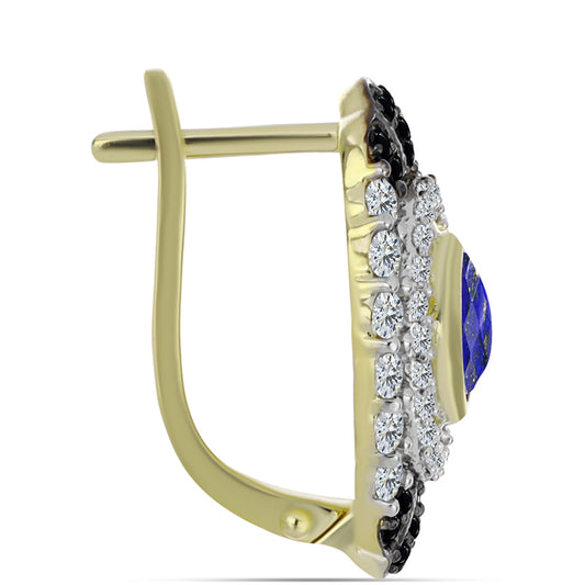 Goldplattierte Silberohrringe mit Lapislazuli und weißem Topas