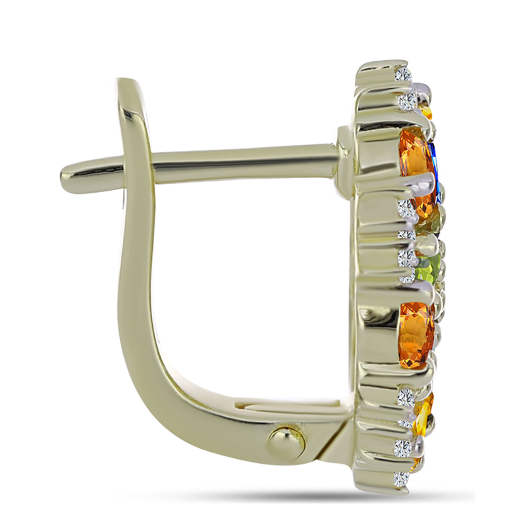 Goldplattierte Silberohrringe mit Regenbogensaphir und weißem Topas 2 