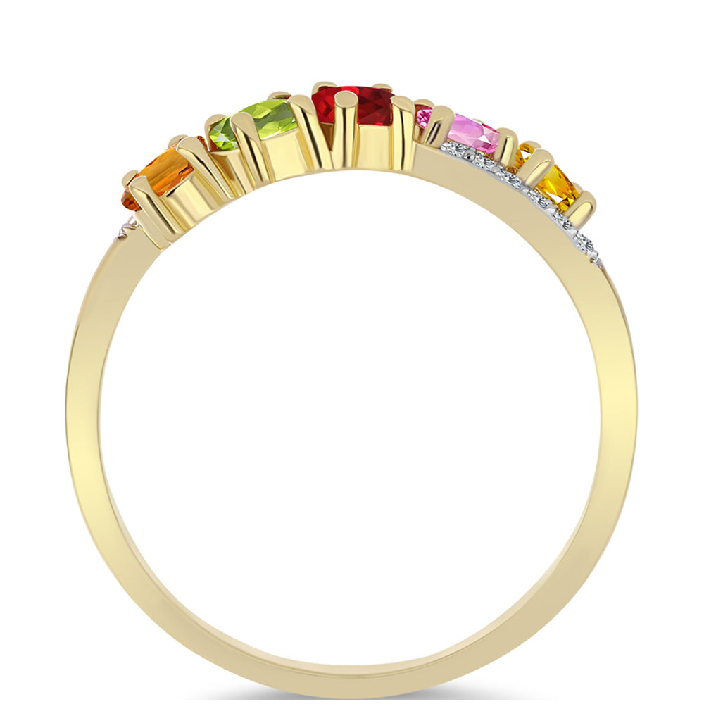 Goldplattierter Silberring mit Regenbogensaphir und weißem Topas 3 