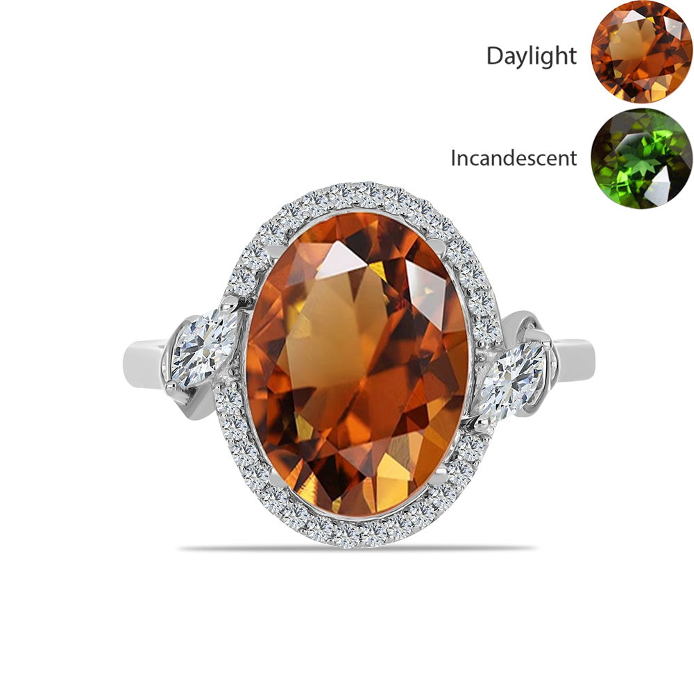 Silberring mit zertifiziertem laborgezüchteten Zultanit aus Anatolien und weißem Topas 1 