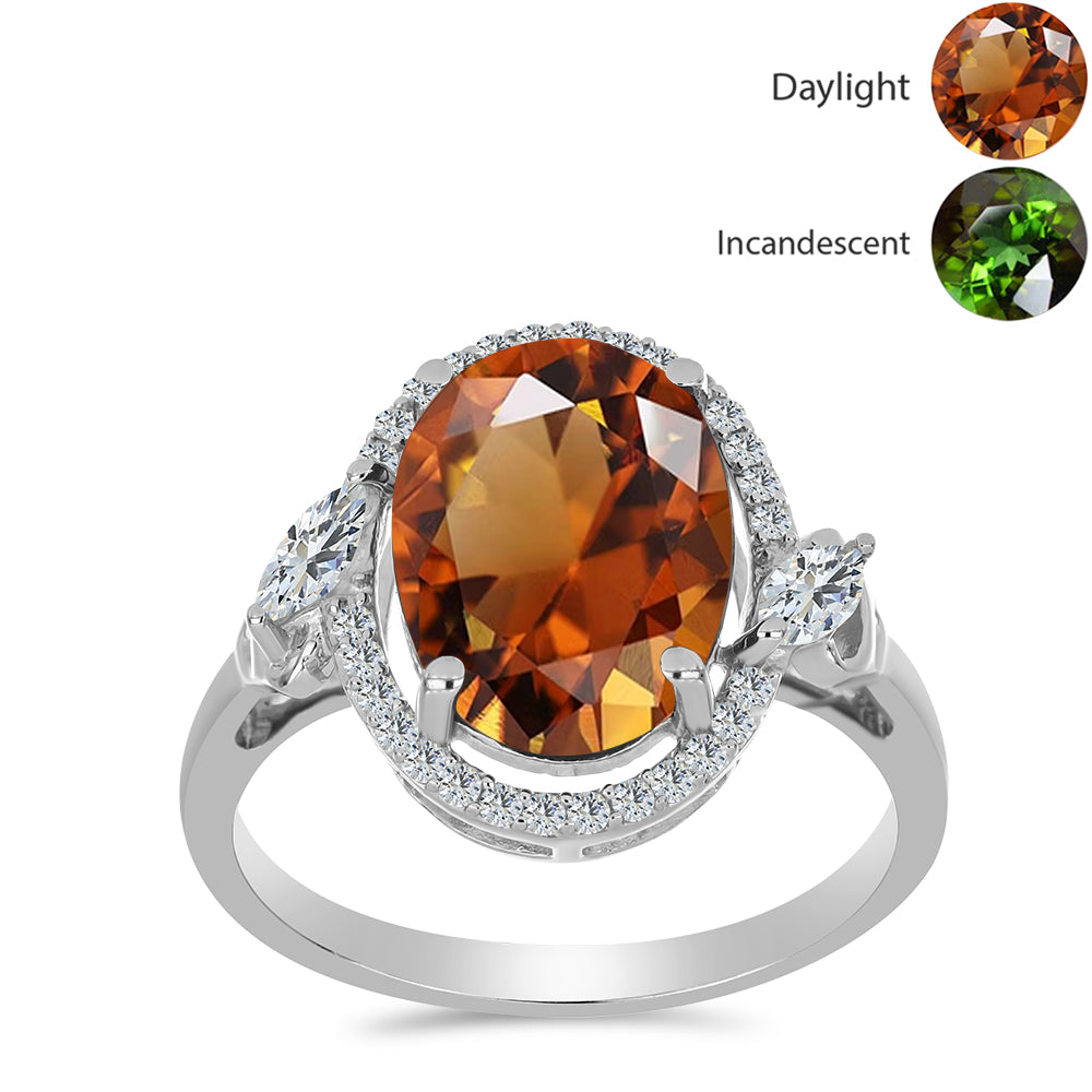 Silberring mit zertifiziertem laborgezüchteten Zultanit aus Anatolien und weißem Topas 3 