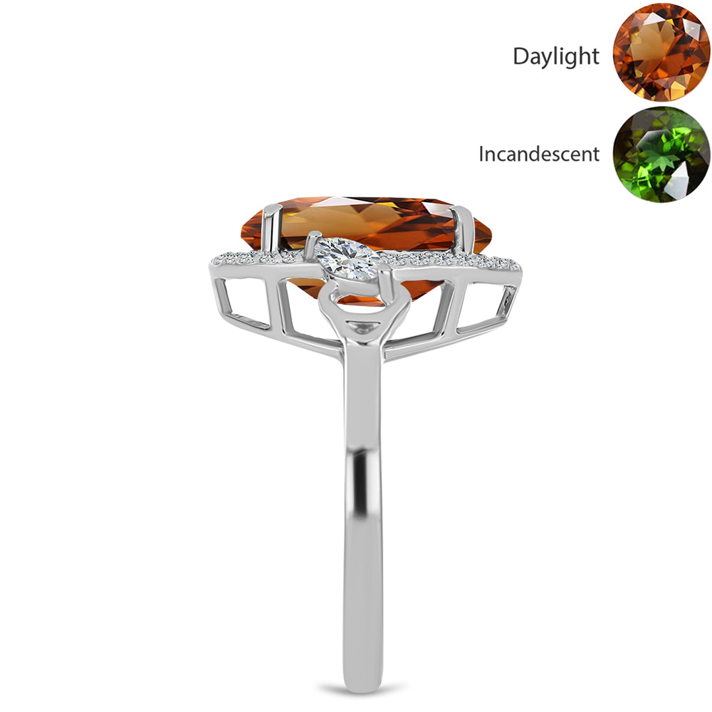 Silberring mit zertifiziertem laborgezüchteten Zultanit aus Anatolien und weißem Topas 4 