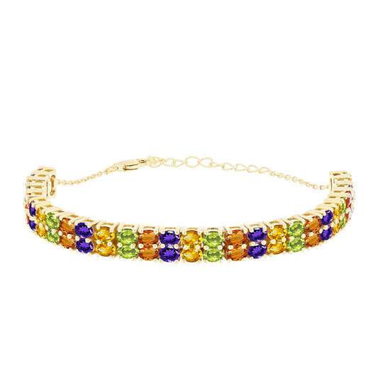 Goldplattiertes Silberarmband mit Regenbogensaphir