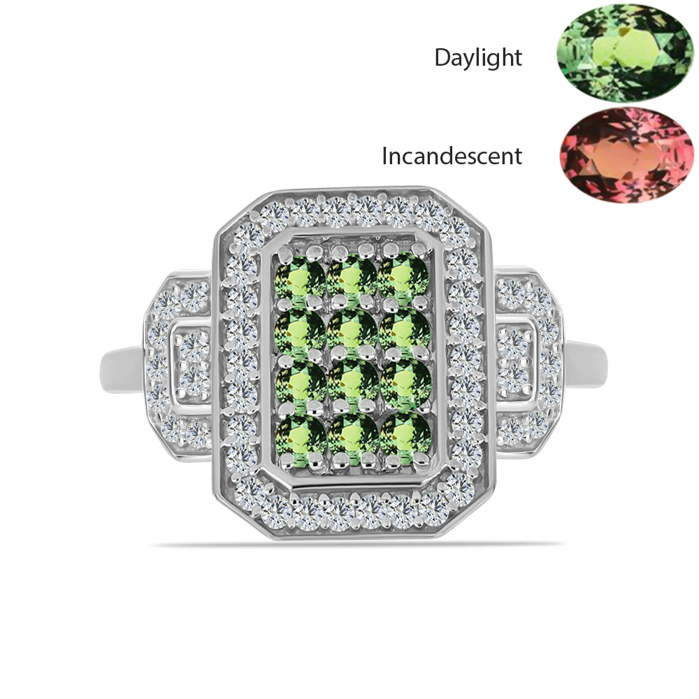 Silberring mit natürlichem Alexandrit und weißem Topas 1 