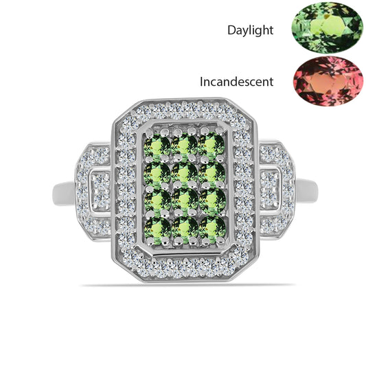 Silberring mit natürlichem Alexandrit und weißem Topas