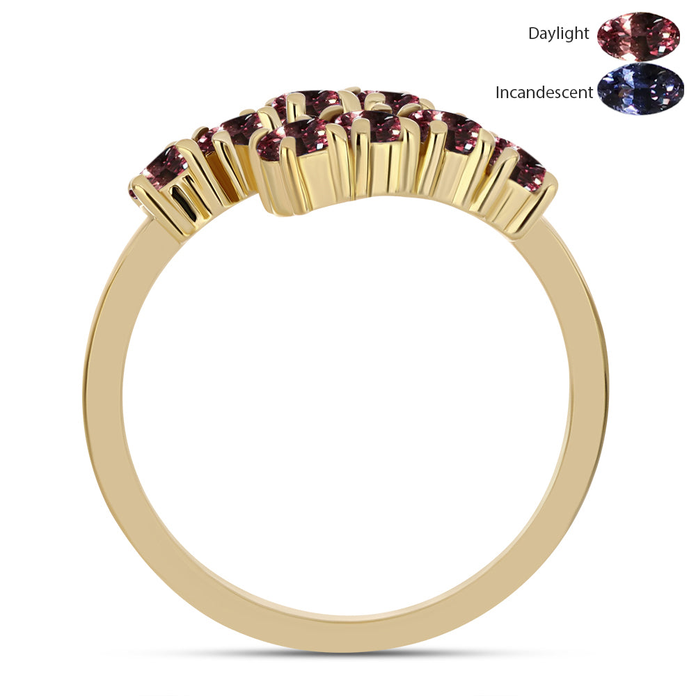 Goldplattierter Silberring mit farbwechselndem Granat aus Tsivory 2 