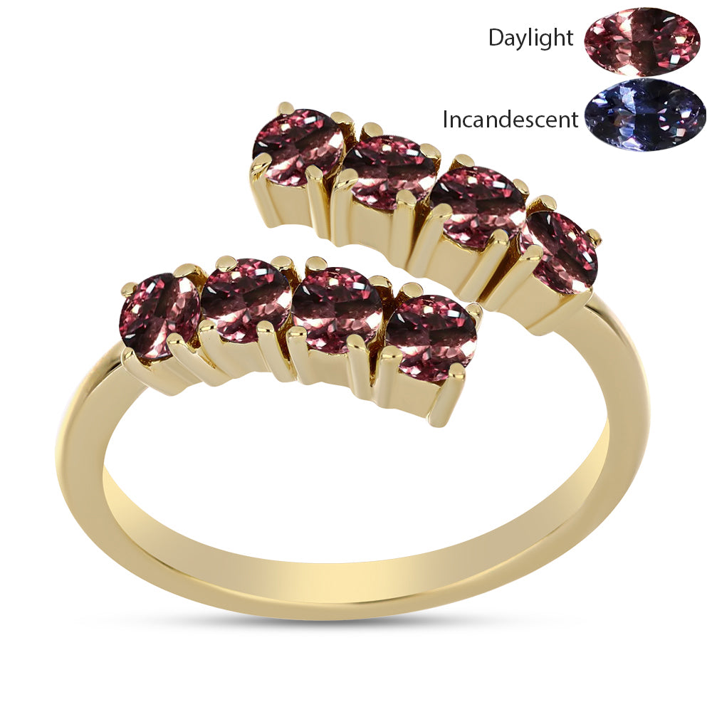 Goldplattierter Silberring mit farbwechselndem Granat aus Tsivory