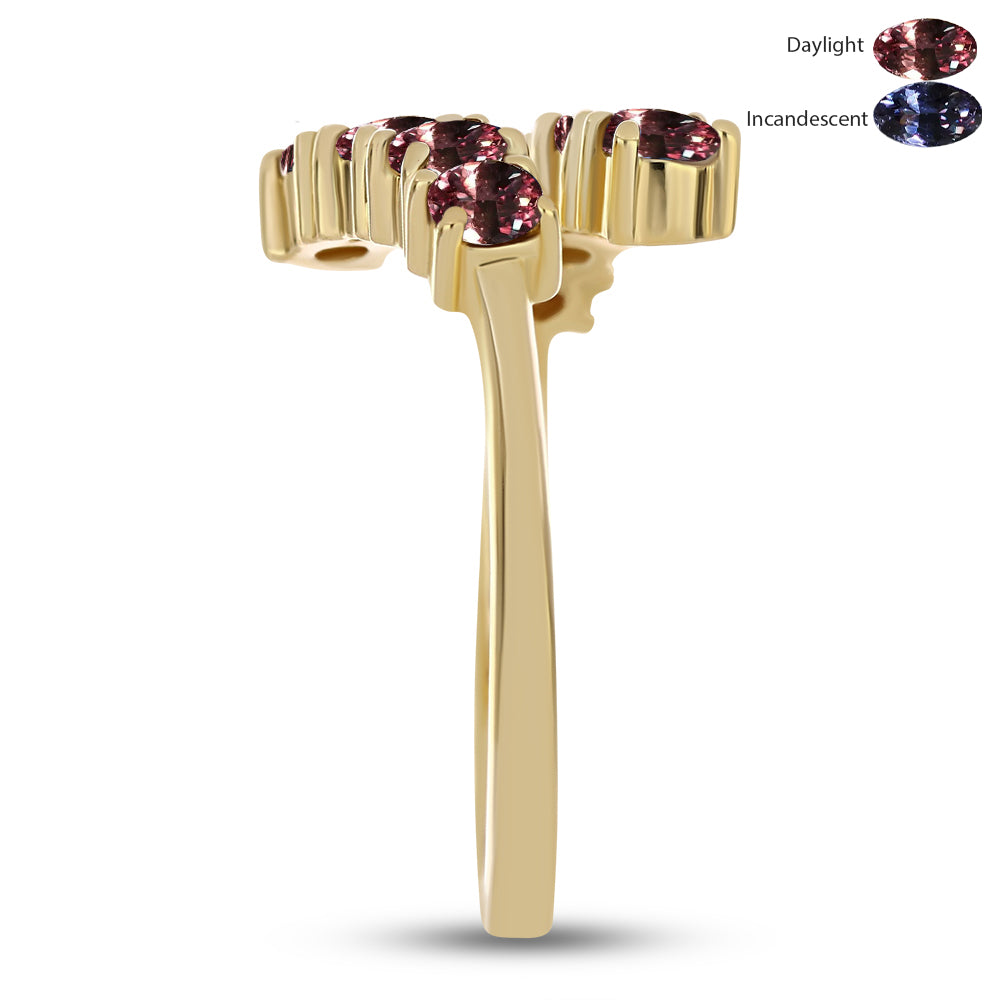 Goldplattierter Silberring mit farbwechselndem Granat aus Tsivory 4 