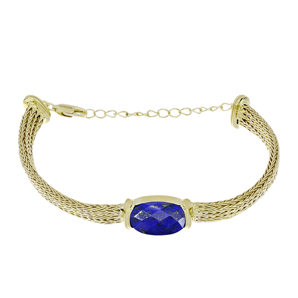 Goldplattiertes Silberarmband mit Lapislazuli 1 