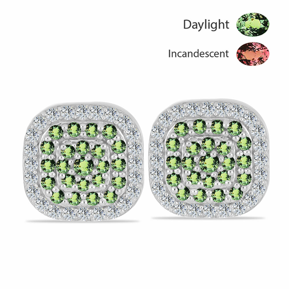 Silberohrringe mit natürlichem Alexandrit und weißem Topas 1 