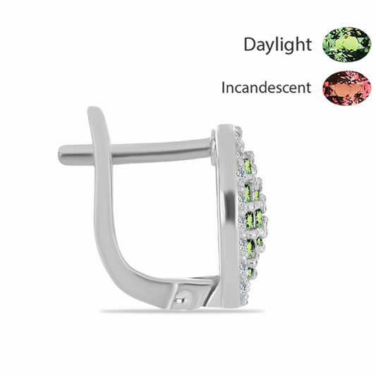 Silberohrringe mit natürlichem Alexandrit und weißem Topas