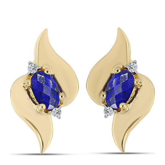 Goldplattierte Silberohrringe mit Lapislazuli und weißem Topas