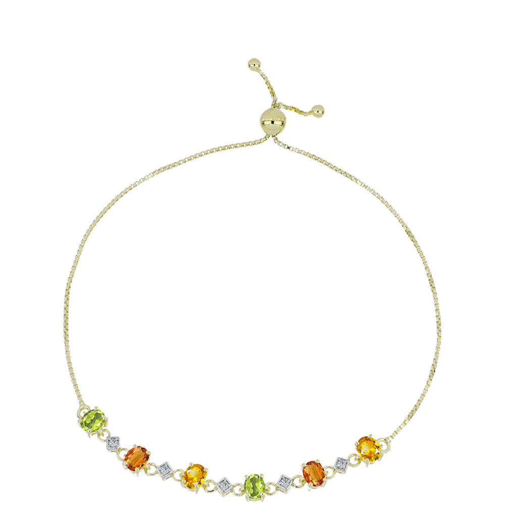 Goldplattiertes Silberarmband mit Regenbogensaphir und weißem Topas 1 