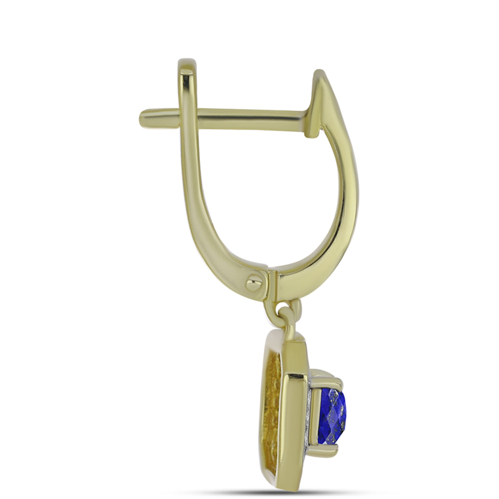 Goldplattierte Silberohrringe mit Lapislazuli und weißem Topas 2 