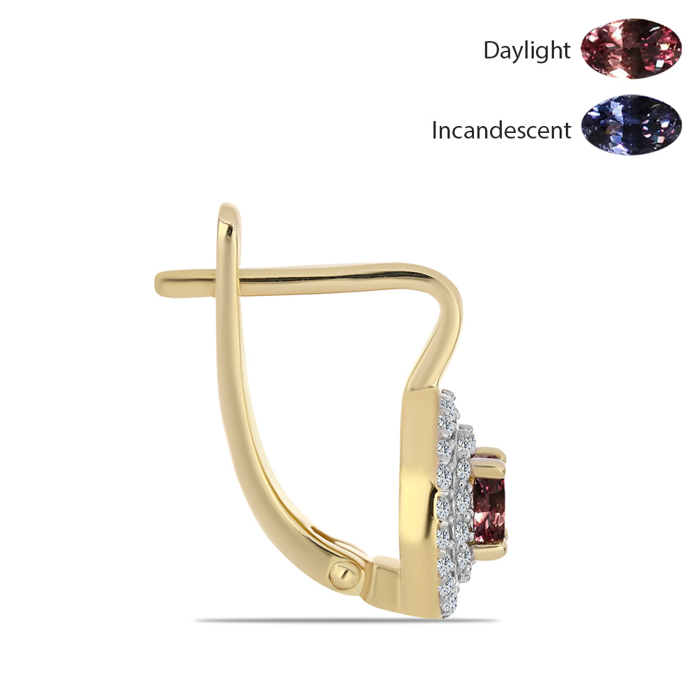 Goldplattierte Silberohrringe mit farbwechselndem Granat aus Tsivory und weißem Topas 2 