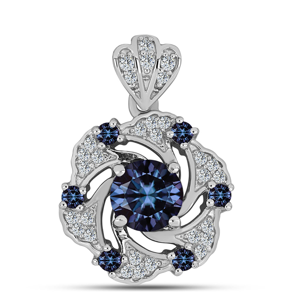 Silberanhänger mit "Imperial lilafarbenem" Moissanit und weißem Topas