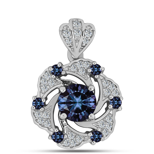 Silberanhänger mit "Imperial lilafarbenem" Moissanit und weißem Topas