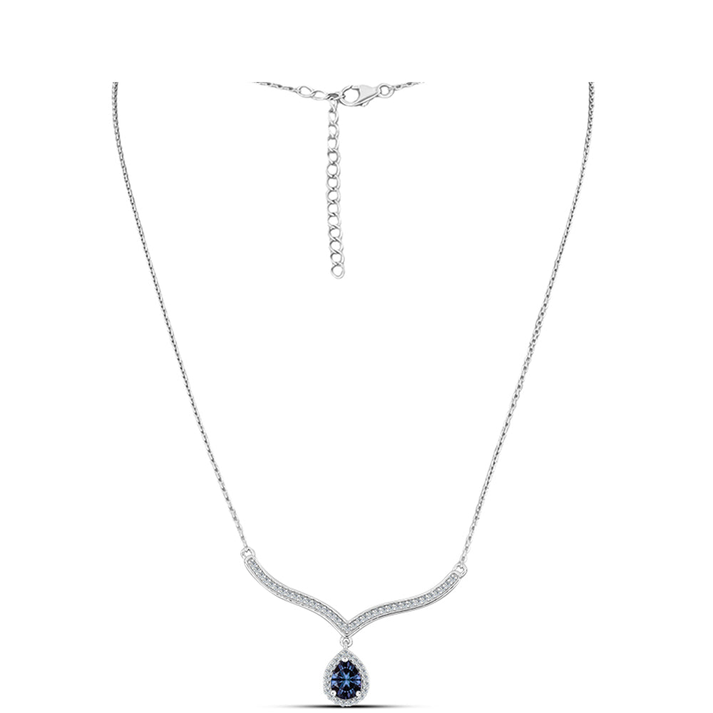 Silberhalskette mit "Imperial lilafarbenem" Moissanit und weißem Topas 1 