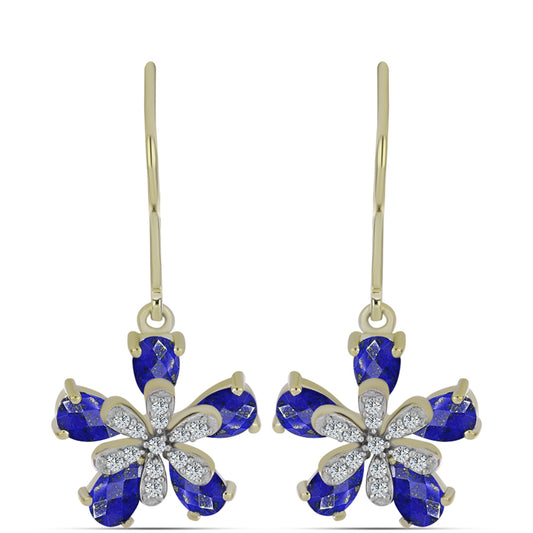 Goldplattierte Silberohrringe mit Lapislazuli und weißem Topas