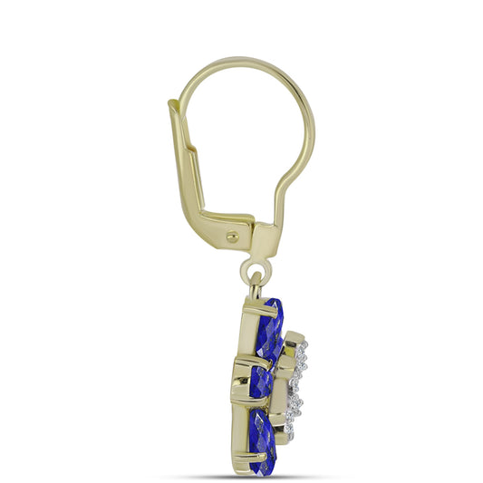 Goldplattierte Silberohrringe mit Lapislazuli und weißem Topas