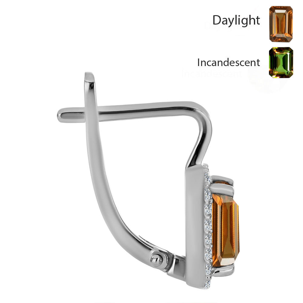 Silberohrringe mit zertifiziertem laborgezüchteten Zultanit aus Anatolien und weißem Topas 2 