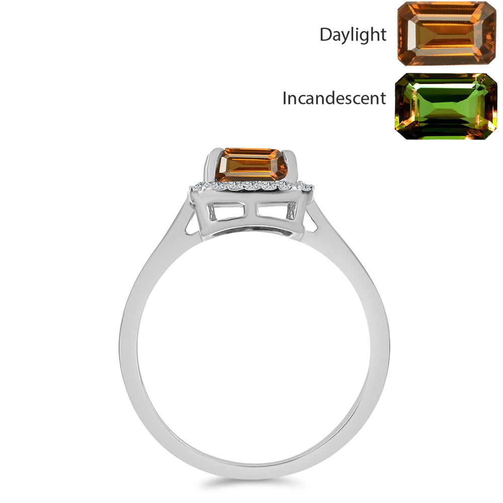 Silberring mit zertifiziertem laborgezüchteten Zultanit aus Anatolien und weißem Topas 2 