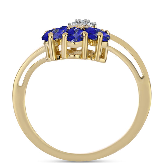 Goldplattierter Silberring mit Lapislazuli und weißem Topas