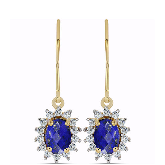 Goldplattierte Silberohrringe mit Lapislazuli und weißem Topas