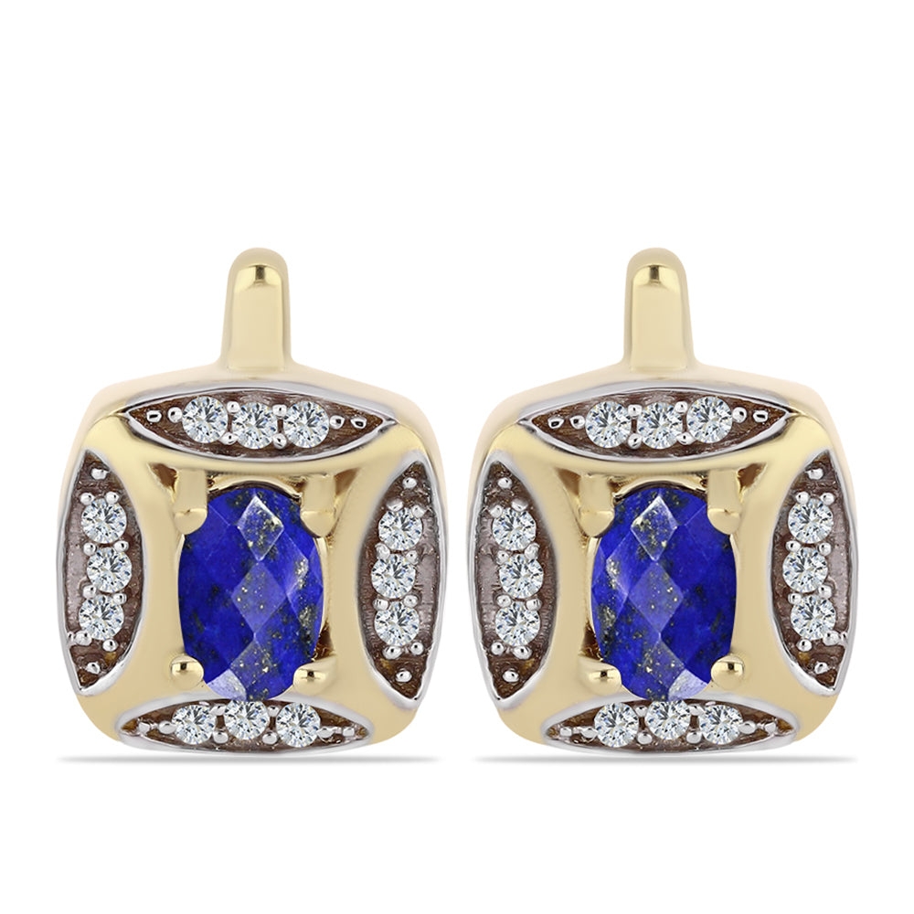 Goldplattierte Silberohrringe mit Lapislazuli und weißem Topas