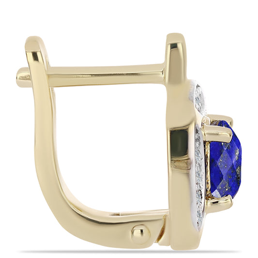 Goldplattierte Silberohrringe mit Lapislazuli und weißem Topas