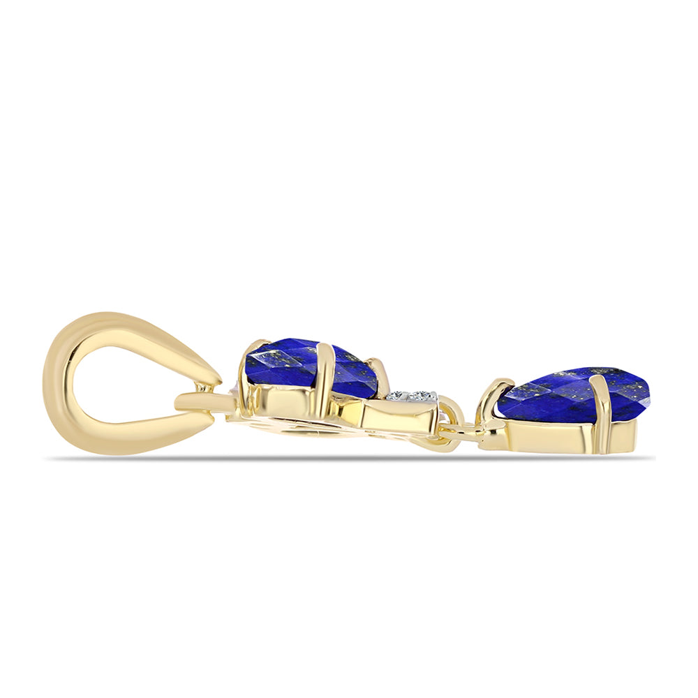 Goldplattierter Silberanhänger mit Lapislazuli und weißem Topas 2 