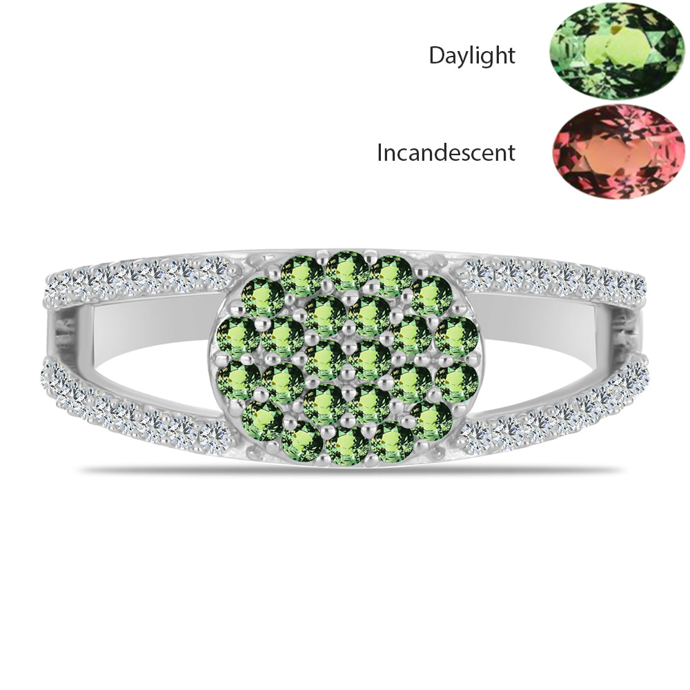 Silberring mit natürlichem Alexandrit und weißem Topas